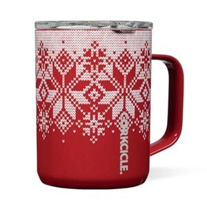Corkcicle Fairisle Red White Insulated Mug w/ Lid ❄️❤️